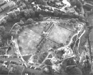 Aerial view of the Castle in 1956. Courtesy of Vollans of Knaresborough